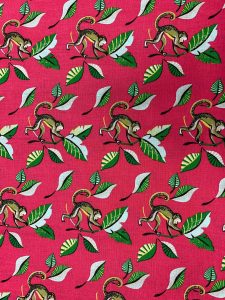Motif tissus coton singe rose